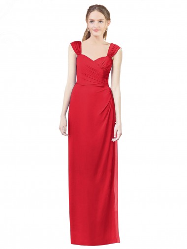 Best Long Chiffon Bridesmaid Gown with Neckline Straps UK