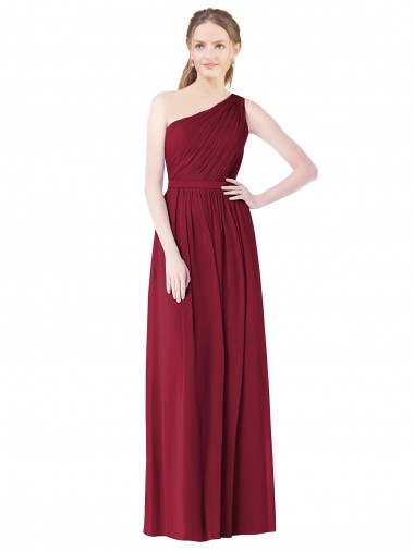 Best One Shoulder Full Length Long Chiffon Bridesmaid Dress. UK