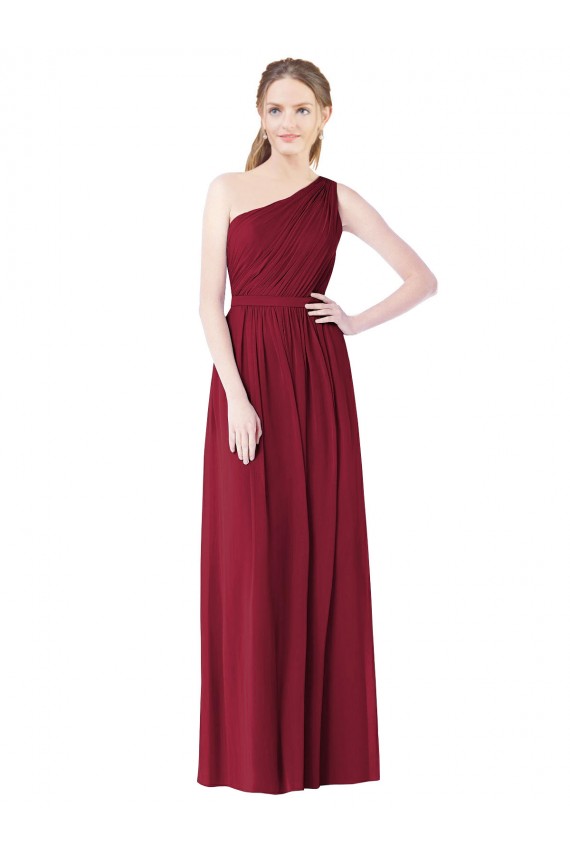 Best One Shoulder Full Length Long Chiffon Bridesmaid Dress. UK