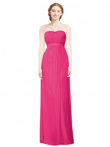 Best Full Length Strapless Long Chiffon Dress with Waistband UK