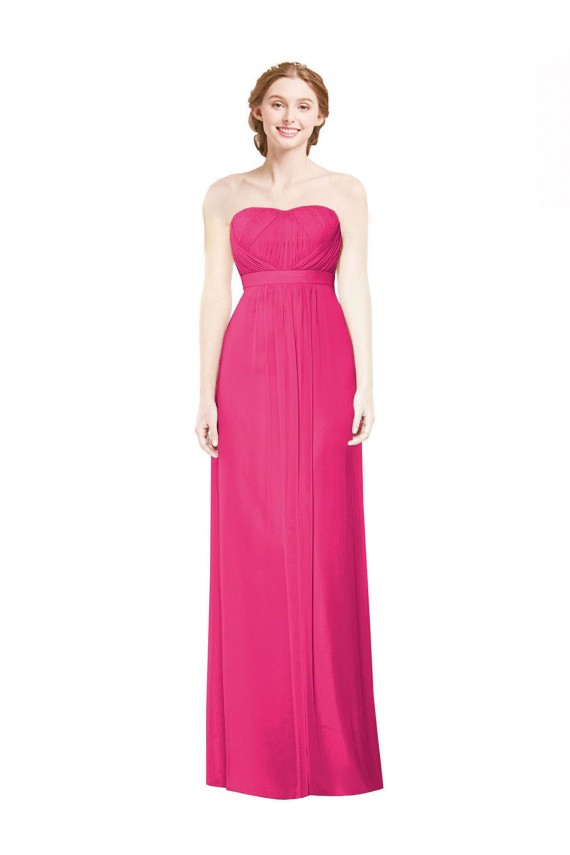 Best Full Length Strapless Long Chiffon Dress with Waistband UK