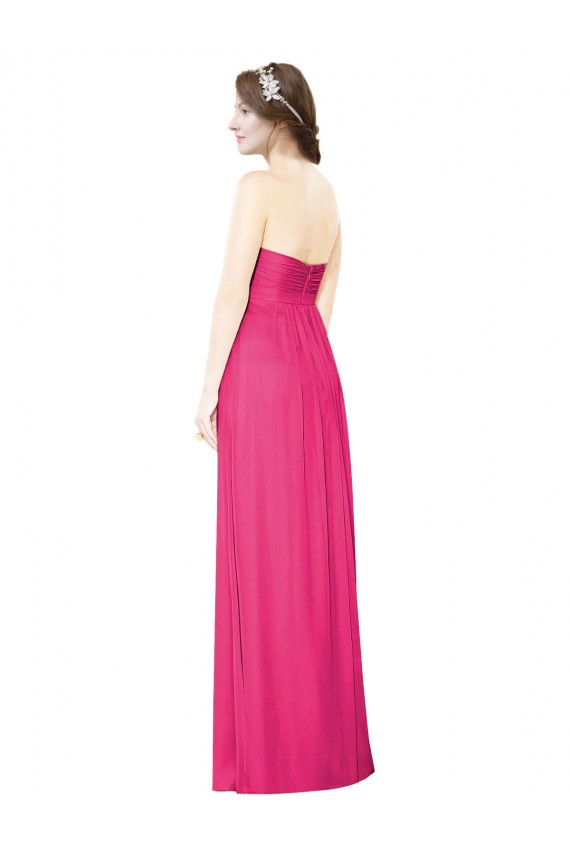 Best Full Length Strapless Long Chiffon Dress with Waistband UK