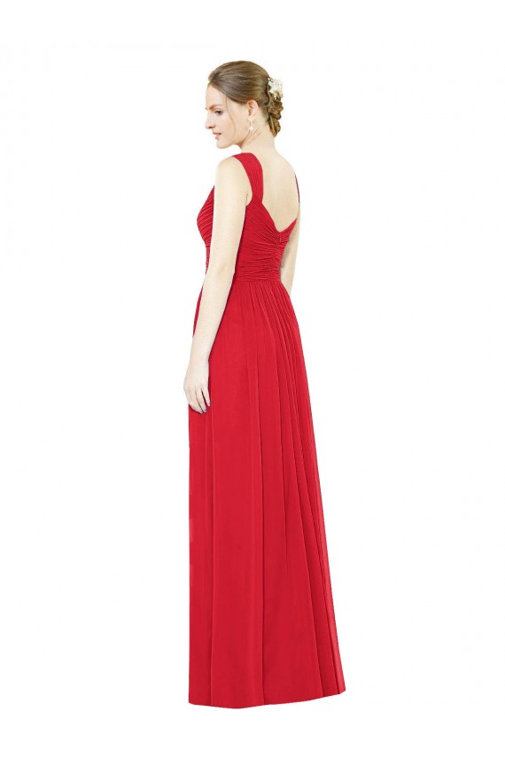 Best Full-Length Long Chiffon Bridesmaid Dress with Side Front Slit UK