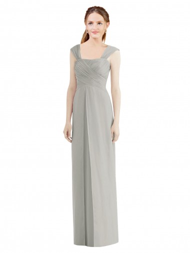 Best Full Length Lux Chiffon Dress with Draped Bodice And Shirred Straps UK