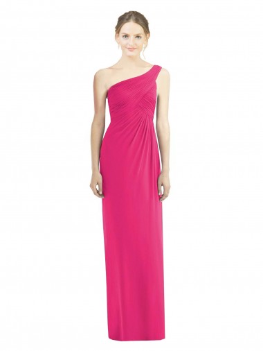 Best One Shoulder Long Chiffon Bridesmaid Dress UK