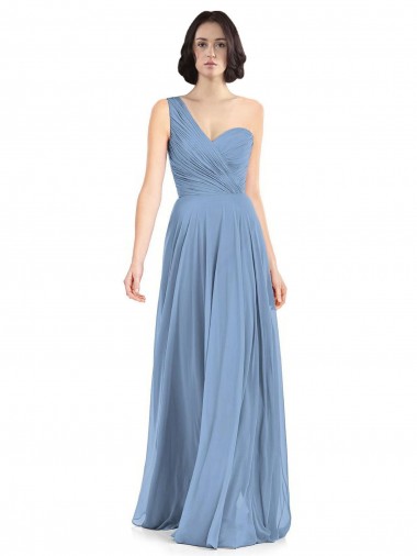 Best One Shoulder Long Chiffon Bridesmaid Dress with Sweetheart Bodice UK