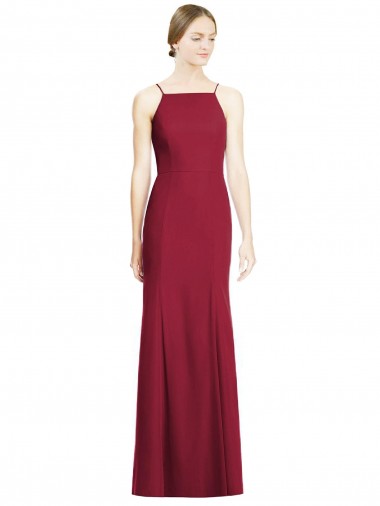 Best High Square Trumpet Chiffon Bridesmaid Dress with Lace-Up Open Back UK