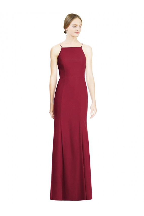 Best High Square Trumpet Chiffon Bridesmaid Dress with Lace-Up Open Back UK