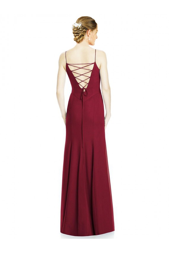 Best High Square Trumpet Chiffon Bridesmaid Dress with Lace-Up Open Back UK