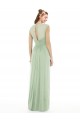 Best Sheer Back Cap Sleeves Long Chiffon Bridesmaid Dress  UK