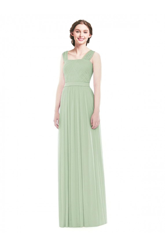 Best Sleeveless Chiffon Long Bridesmaid Dress with Shoulder Straps UK