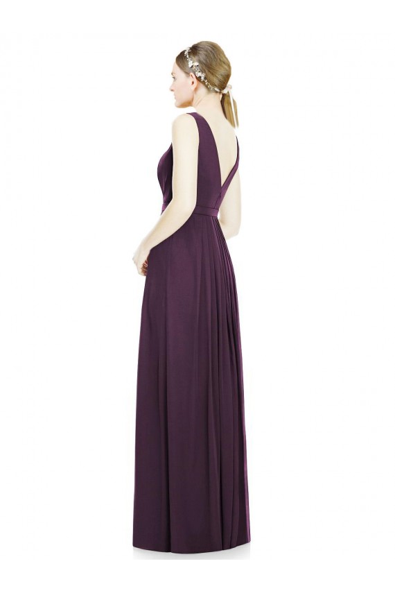 Best V-Neckline Sleevelss Full Length Chiffon Bridesmaid Dress UK