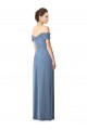 Best Off the Shoulder Chiffon Bridesmaid Dress with Draped Bodice UK