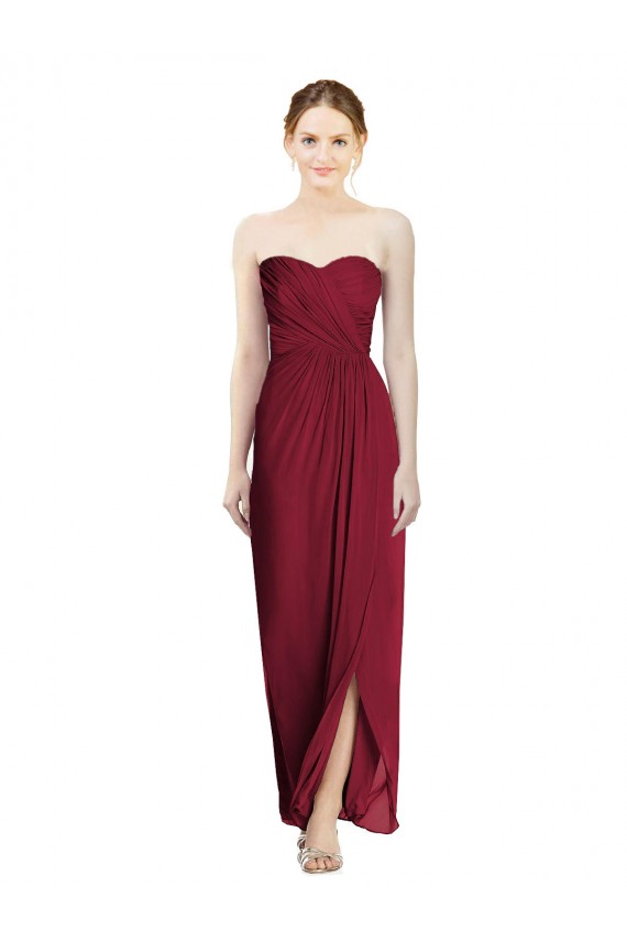 Best Strapless Sweetheart Long Chiffon Bridesmaid Dress UK