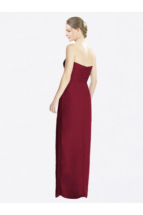 Best Strapless Sweetheart Long Chiffon Bridesmaid Dress UK