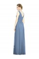 Best Sleeveless Draped Chiffon Maxi Bridesmaid Dress with Front Slit UK