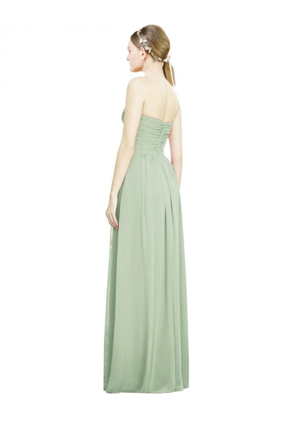 Best Crisscross Draped Full Length Strapless Chiffon Bridesmaid Dress UK
