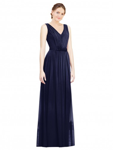 Best Full-Length V-Neck Lux Chiffon Bridesmaid Dress with V-Back UK