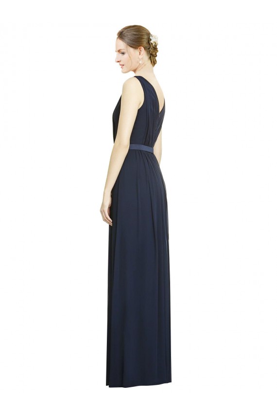 Best Full-Length V-Neck Lux Chiffon Bridesmaid Dress with V-Back UK