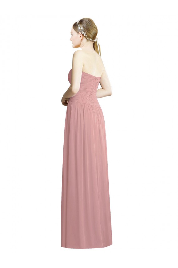 Best Crossover Draped Sweetheart Chiffon Formal Bridesmaid Dress with Front Slit UK
