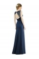 Best Lace Bodice Open Back Trumpet Chiffon Bridesmaid Dress with Bow Belt UK