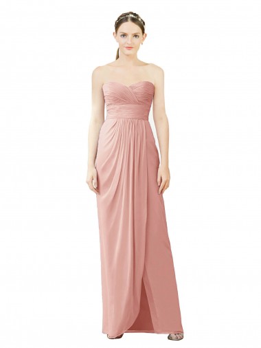 Best Strapless Sweetheart Long Chiffon Wrap Bridesmaid Dress UK