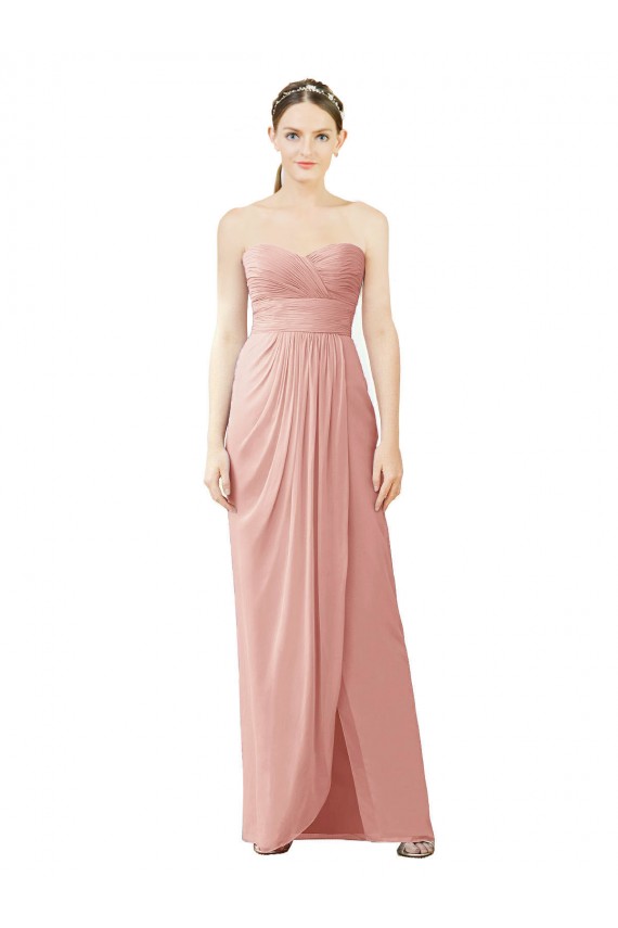Best Strapless Sweetheart Long Chiffon Wrap Bridesmaid Dress UK