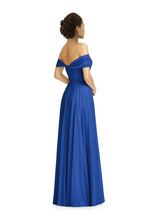 Best Off the Shoulder Draped Chiffon Maxi Bridesmaid Dress UK
