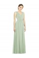 Best Natural Waist V-Neck Draped Chiffon Bridesmaid Dress UK