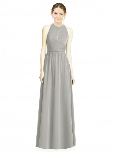 Best Draped Keyhole Long Chiffon Bridesmaid Dress UK