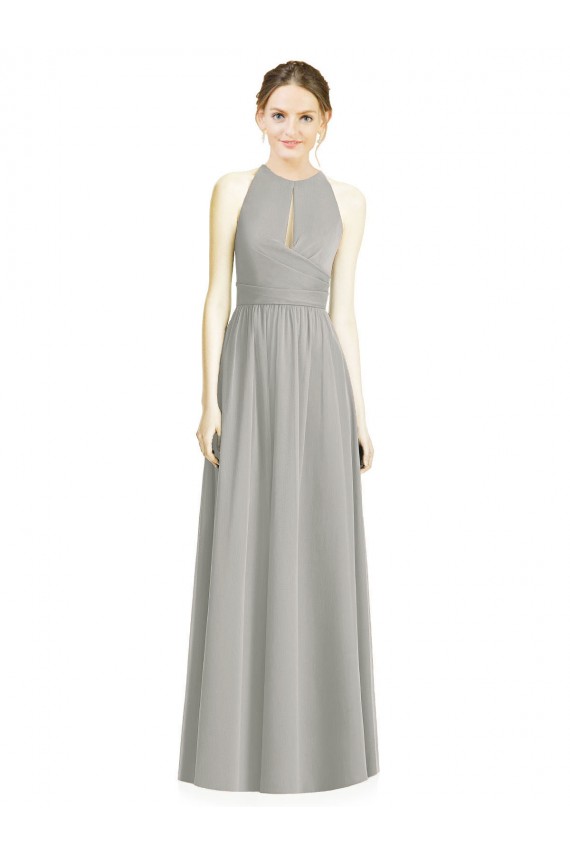 Best Draped Keyhole Long Chiffon Bridesmaid Dress UK
