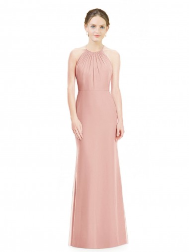 Best Halter Neck Trumpet Chiffon Bridesmaid Dress UK