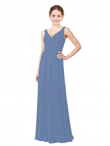 Best Draped V-Neck Luxe Chiffon Bridesmaid Dress UK