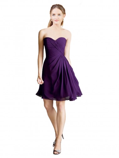 Best Draped Chiffon Long Sweetheart Cocktail Bridesmaid Dress UK