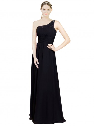 Best Sweetheart Chiffon Bridesmaid Dress with Beaded One Shoulder Strap UK