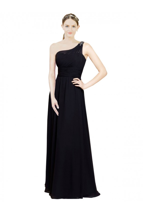 Best Sweetheart Chiffon Bridesmaid Dress with Beaded One Shoulder Strap UK