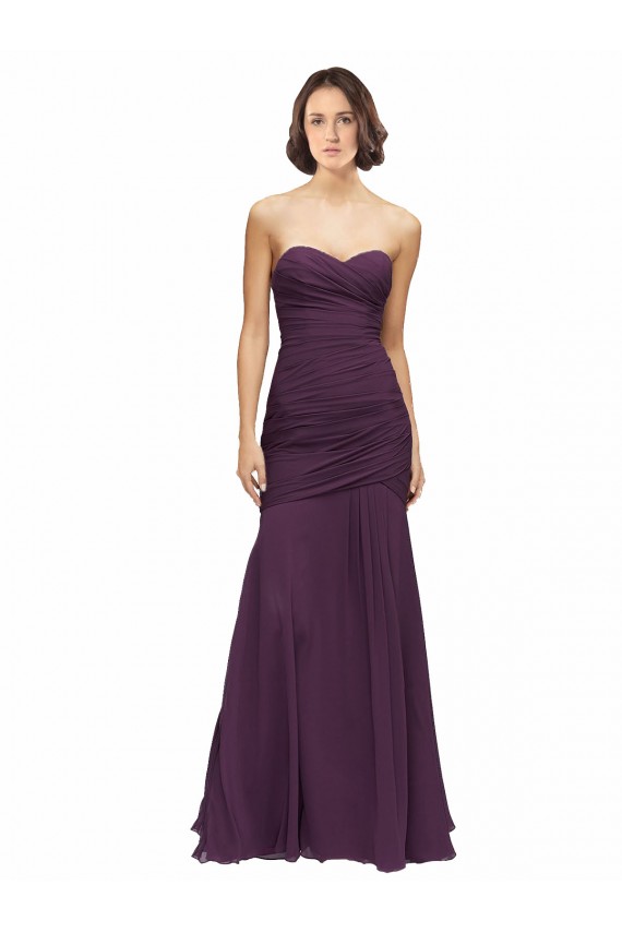 Best Full Length Chiffon Bridesmaid Dress with Sweetheart Neckline and Ruffles UK