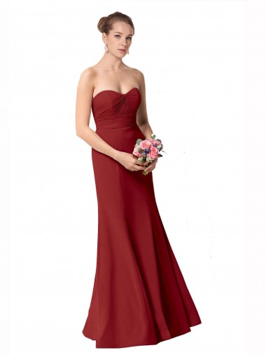 Best Full Length Sweetheart Chiffon Bridesmaid Dress with Ruched Bodice UK
