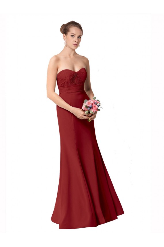 Best Full Length Sweetheart Chiffon Bridesmaid Dress with Ruched Bodice UK