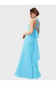 Best Long Halter Chiffon Bridesmaid Dress with Dropped Waist UK