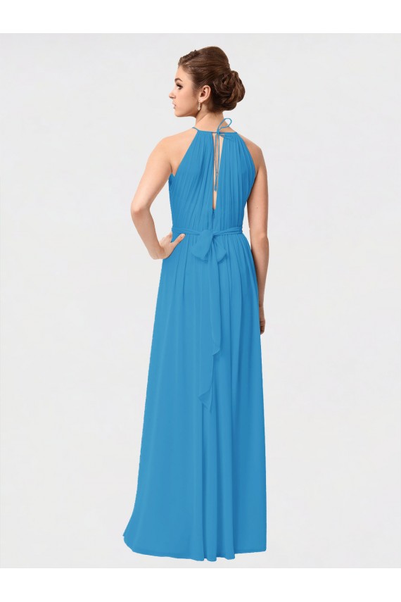 Best High Low Long Halter Keyhole Chiffon Bridesmaid Dress UK