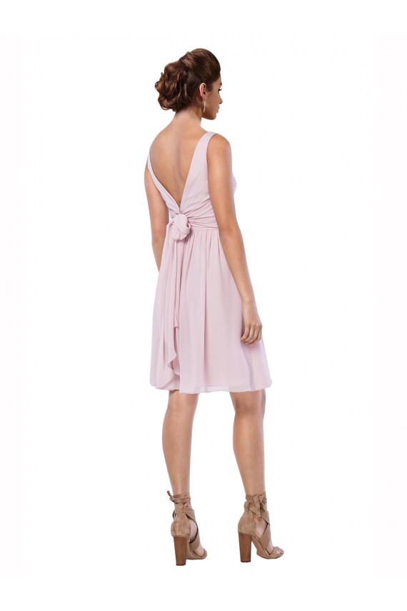 Best Short Knee Length Criss Cross Draped Chiffon Cocktail Bridesmaid Dress UK