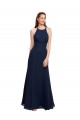 Best High Halter Fit and Flare Long Chiffon Bridesmaid Dress / Prom Dress with Criss Cross Low Back UK