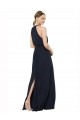 Best High Halter Neckline Chiffon Bridesmaid Dress with Slim Keyhole Back UK