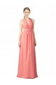 Best Shirred Bodice Full Length Long Chiffon Bridesmaid Dress UK