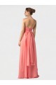 Best Shirred Bodice Full Length Long Chiffon Bridesmaid Dress UK