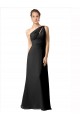 Best One Shoulder Full Length Chiffon Bridesmaid Dress with Shirred Bodice UK