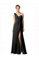 Best Sheer One Shoulder Chiffon A-Line Bridesmaid Dress with Slit UK