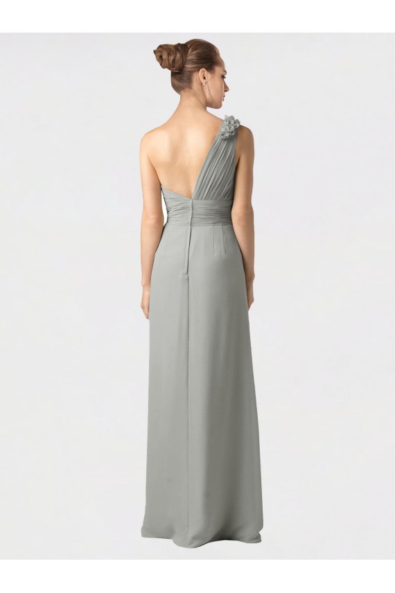 Best Sheer One Shoulder Chiffon A-Line Bridesmaid Dress with Slit UK
