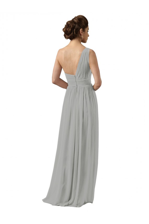 Best Ruffled One Shoulder Floor Length Long Chiffon Bridesmaid Dress UK